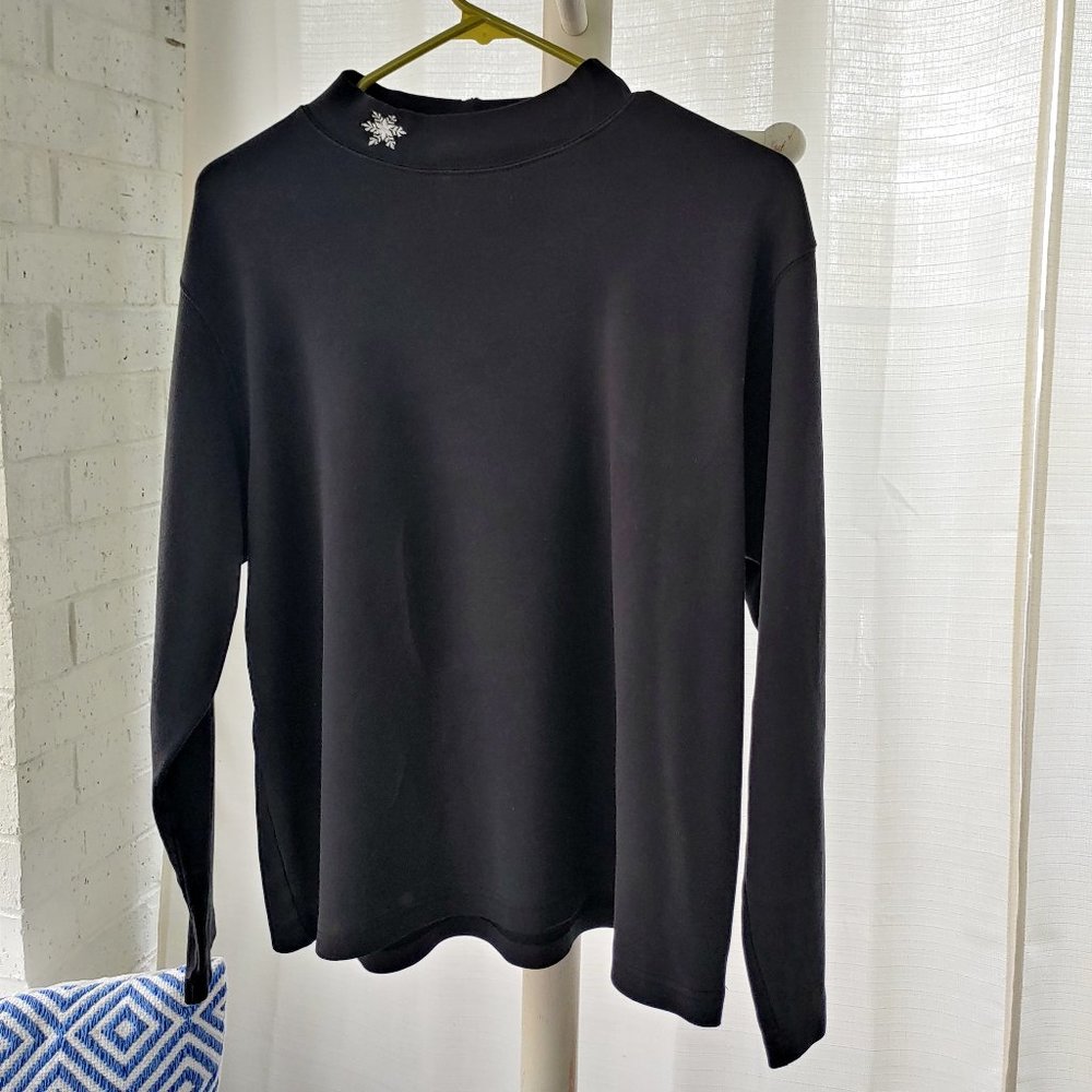 Westbound large black standing collar turtle neck